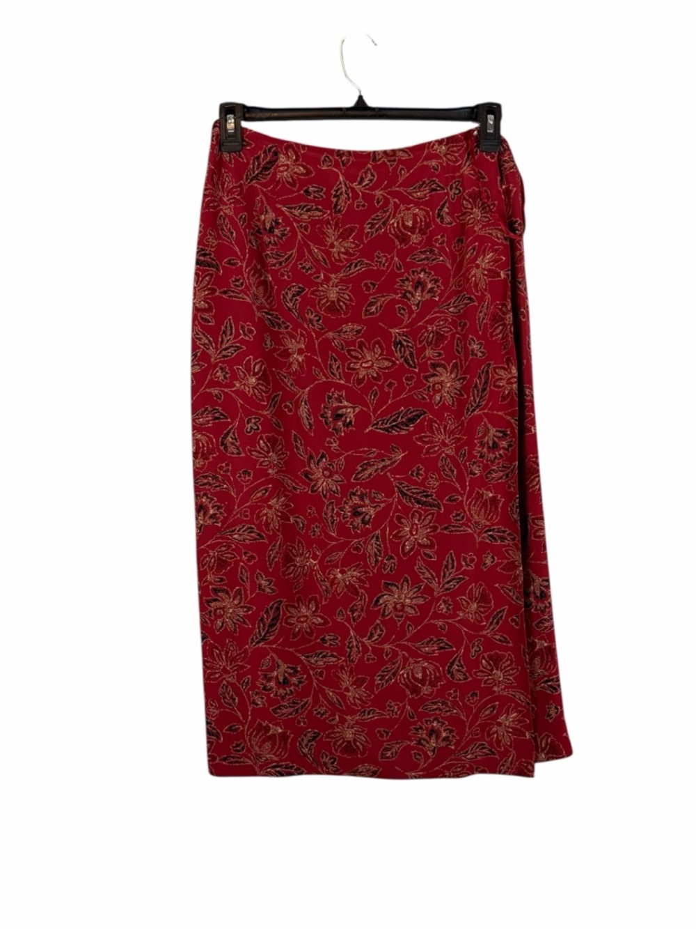 Jones New York Red Floral Silk Midi Skirt Petite 10P
